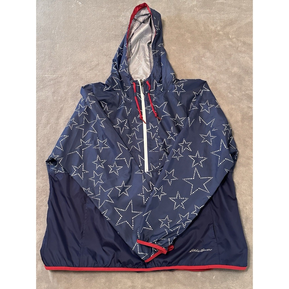 Eddie Bauer American Patriotic Windbreaker Jacket Womens Red White Blue July 4th